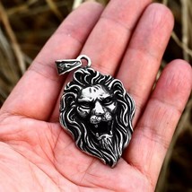 Men Stainless Steel Lion King Head Pendant Punk Hip Hop Biker Necklace Chain 24&quot; - £9.54 GBP