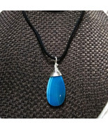 Blue Quartz Necklace Natural Stone Wire Wrapped Sterling Sliver Valentin... - £16.02 GBP