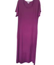 J Jill Maxi Dress Women 2XL Jersey Violet Red Pockets Cap Sleeves Casual... - $22.00