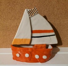 Anthropologie Ceramic Sailboat ORANGES Decor 6” x 5” - £16.79 GBP