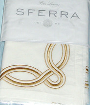 Sferra Casa Branca Anello Euro Sham Cotton Percale Gold Chain Embroidery New - £43.88 GBP