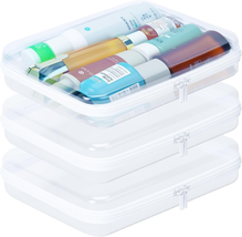 3Pcs Clear Zipper Pouches, White Biiss Plastic Bins for Organizing, Hard... - $28.48