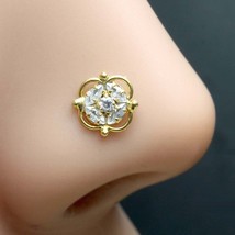 Indian Women Gold Plated Nose Stud White CZ Twisted nose ring 24g - £11.85 GBP