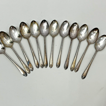 12 Coffee Dessert Spoons Scroll Design Silver Plate Wm Rogers 4-3/8 in V... - $41.95