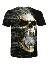 Skull T-shirt 3D Digital Pattern Print Graphic Polyester Mens 2XL - $11.87