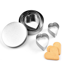 6Pcs Baking Stainless Steel Biscuit Mould Heart Shaped Cutter Bake Cookie Tool - £9.58 GBP