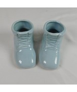 2 Solid Light Blue Baby Shoe Decorative Display Planter Vintage 5&quot; Long ... - $11.65