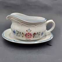 International Stoneware Gravy Boat With Under Plate Heritage Patchwork v... - $576.70 MXN
