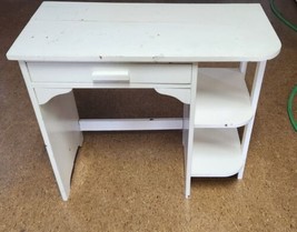 Cute White Painted Desk Pull Out Drawer Kids Room Small Study - $44.99
