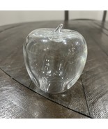 Tiffany &amp; Co Crystal Clear Glass Apple Paperweight Signed 3.5” - $22.76