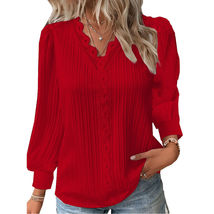 Women&#39;s Tops Red Tunic Summer Autumn Long Sleeve - £16.55 GBP