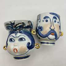 1960&#39;s Korosten Vintage USSR Porcelain Cobalt Pair Vases Cups Two-faced Marked - £236.32 GBP