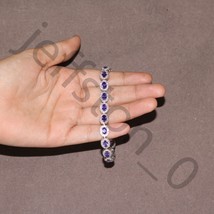 12ct Lab Created Amethyst &amp; Diamond 14K White Gold Plated Womens Tennis Bracelet - $164.99