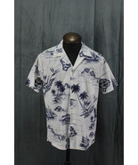 Vintage Hawaiian Shirt - Grid Island and Palm Tree Pattern by Kai Nani -  - $75.07 CAD