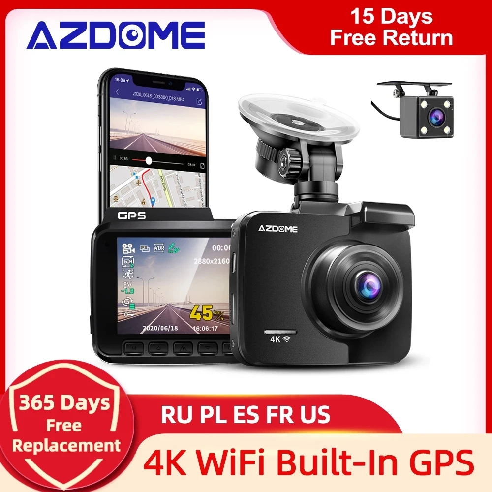 Azdome GS63H Dash Cam Dual Lens 4K Uhd Recording Car Camera Dvr Night Vision Wdr - £77.85 GBP