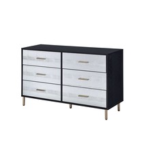 47" Black  Silver and Gold Faux Croc Design Six Drawer Double Dresser - $14,842.63 MXN