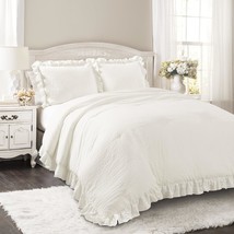 Lush Decor Reyna 3-Piece Ruffled Comforter Bedding Set with Pillow Shams, Full/Q - £110.30 GBP