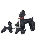 Vintage Early Goebel Pre Hummel Black Poodle Family Figurines Chain Leas... - $55.00