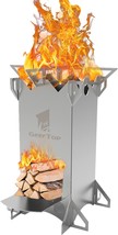 Geertop Portable Backpacking Stainless Steel Wood Stove Camping Gear Accessories - £32.70 GBP