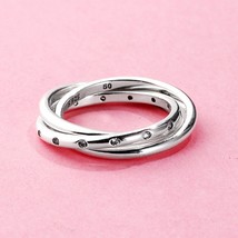 2017 Spring Sterling Silver Joined Forever Ring With Clear CZ  Ring  - £15.30 GBP