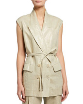 Brunello Cucinelli Metallic Linen Vest Jacket sz XL/48 NWT $3995 - £486.36 GBP