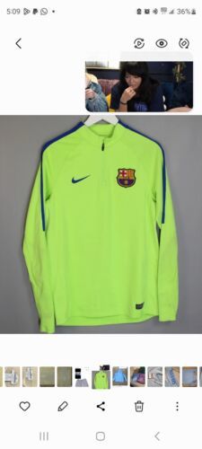 Nike Barcelona 1/4 Zip Drill Training Top Large Volt Green Soccer  808922-369 - $49.50