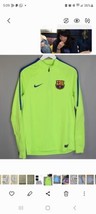 Nike Barcelona 1/4 Zip Drill Training Top Large Volt Green Soccer  808922-369 - £38.76 GBP