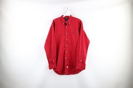 Vintage 90s Ralph Lauren Mens Medium Faded Collared Button Shirt Red Cotton USA - £35.00 GBP