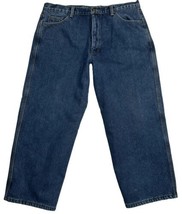 Stanley Flannel Lined Jeans Mens 40x32 Blue Denim Insulated Relaxed Dark... - $23.38