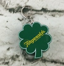 Fitzgeralds Casino Four Leaf Clover Card Keeper Keychain Vintage Green I... - $4.94