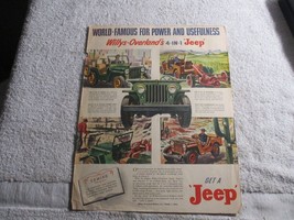 2 Vintage Willys Jeep Magazine Print Advertising original 1940s - £39.10 GBP