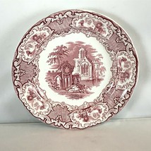 Antique George Jones Mid Victorian Abbey Red Transferware Staffordshire Plate - £38.60 GBP