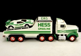 HESS Toy Trailer Truck &amp; Race Car, Real Lights, Vintage 1991, No Box, DC... - $39.15