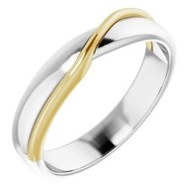 14k White and Yellow Gold 5 mm Ribbon Design Wedding Band - £910.33 GBP+