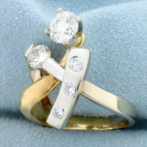 Designer 1.5ct TW Diamond Modern Abstract Ring in 14K Yellow and White Gold - £3,025.56 GBP