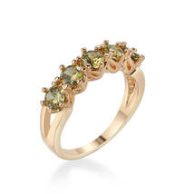 Olive Crystal &amp; 18K Gold-Plated Prong Ring - £10.38 GBP