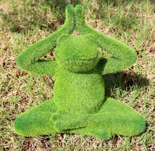 Ebros Meditating Yoga Frog Garden Statue in Flocked Artificial Moss Finish - $26.99