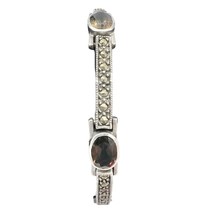 Bracelet Womens 7 in Sterling Silver Marcasite 5 Stone Clasp Closure - £58.25 GBP