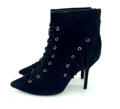 Catherine Malandrino Ankle Booties Black Suede Leather Lace Up SZ 7 New ... - £42.55 GBP