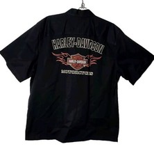 Harley Davidson Men XL Motor Cycles Black Button Down Short Sleeve Logo ... - $78.21