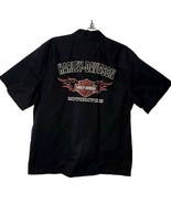 Harley Davidson Men XL Motor Cycles Black Button Down Short Sleeve Logo ... - £61.54 GBP