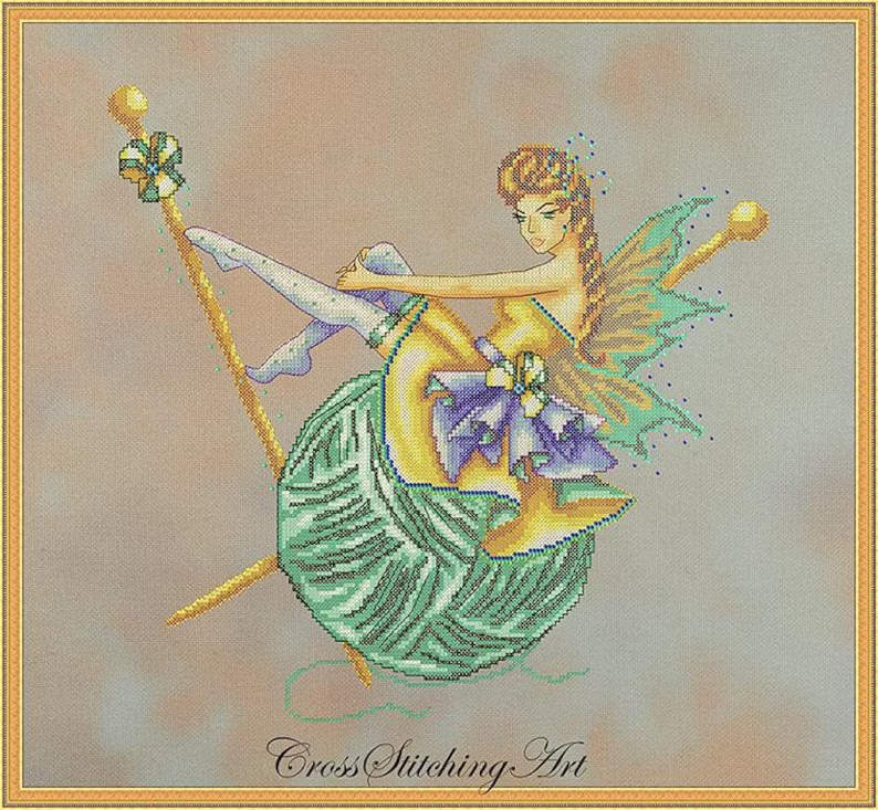 SALE!!! ARACHNE, THE KNITTING FAIRY by Cross Stitching Art Design - $37.61+