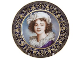 c1890 Antique Pirkenhammer hand painted porcelain cabinet plate depicting Elisab - £311.66 GBP