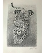 Marvin Davis Wildlife Sketch Cheetah Animals Unframed 17x22 10/5/75 - £23.35 GBP