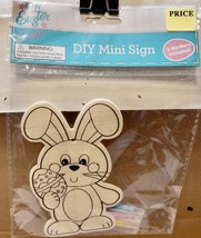 Wood Decor Craft Ornaments 4&quot; x 5&quot; DIY Bunny &amp; Egg &amp; 3 Markers &amp; String ... - $2.49