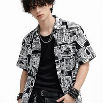 Empyre Graphic Newspaper Print Button Up Shirt Grunge Skater Streetwear ... - $24.99
