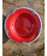 Arthur Court &quot;Red&quot; Earthen Metalware Holly Pattern 9.5 Inch Large Rim So... - £46.61 GBP