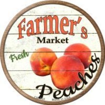 Farmers Market Peaches Novelty Metal Mini Circle Magnet - £10.23 GBP