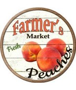 Farmers Market Peaches Novelty Metal Mini Circle Magnet - £10.35 GBP