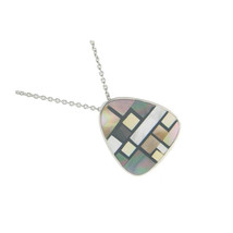 Fronay 16 in. Vintage Triad Mother of Pearl Pendant Necklace in 925 Ster... - $832.94 MXN